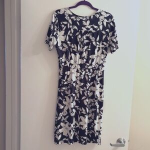 Classic Black &  White Faux Wrap Dress